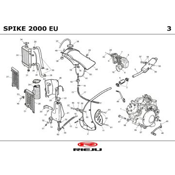 Refroidissement du réservoir de carburant-échappement Rieju Spike bleu 2001 2 temps