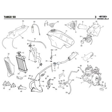 Refroidissement- Réservoir de carburant-Echappement Rieju Tango green 2009 2 temps