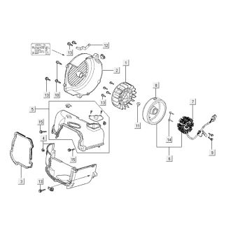 Allumage - Stator - Volant - Capots de refroidissement Kymco VP 50 4T AC brun metallic