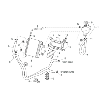 Système de refroidissement Aprilia SR 50 H2O ie+carb 2004-2009