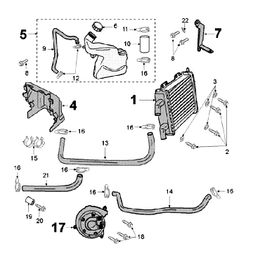 Système de refroidissement Peugeot Jet Force LC blanc