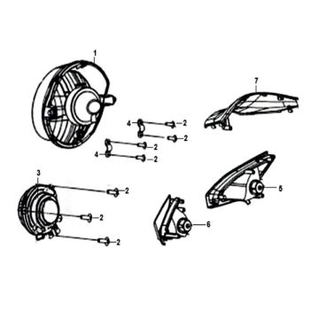 Koplamp KPL. Sym Crox 50 E4 WHITE/GRAY (WH-8018P/GY-7450U)