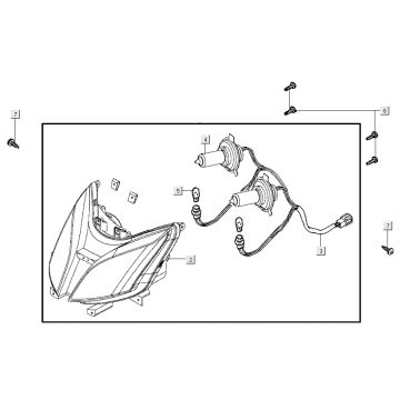 Optique de phareKymco Super 8 Street 4 temps rouge
