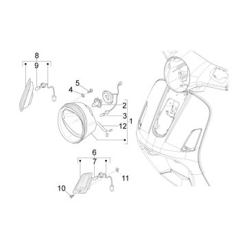 Optique de phareVespa Lx 25km 4 temps 2 soupapes