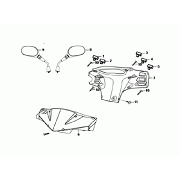 CACHE PHARE/MIROIRS/INTERRUPTEURS Sym Orbit II Euro 4 Gris Mat