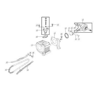 Cylindre Piston Vilebrequin Kymco Super8 Street 50i E4 Matt Black