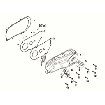L. crank case cover Sym Fiddle IV 125i AC CBS E5 2020-2021