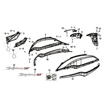 Carénage Sym Symphony ST 125i 4T Euro 4 noir (BK-7C)