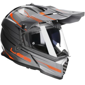 Casque adventure LS2 Pioneer EVO Knight MX436 titane brillant / orange