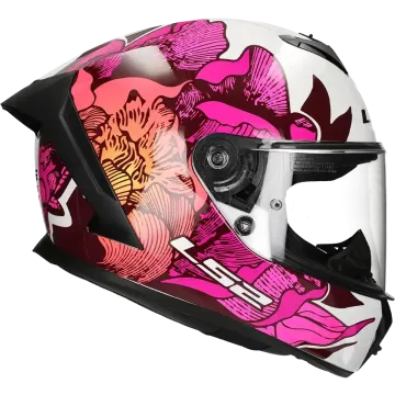 Casque integral LS2 Rapid III Poppies II FF820 blanc / rose