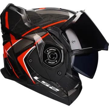 Casque modulable (mentonnière réversible) LS2 Advant X Carbon Future II FF901 rouge