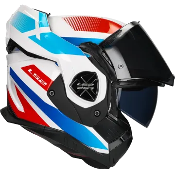 Casque modulable (mentonnière réversible) LS2 Advant X Nova FF901 blanc / bleu / rouge