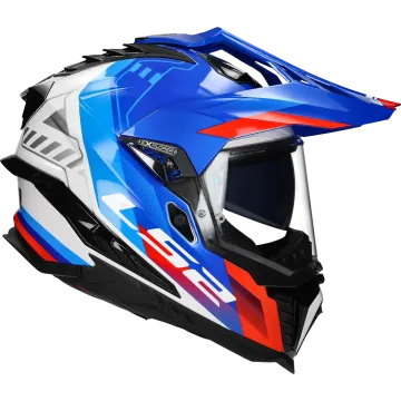 Casque adventure LS2 Explorer Hexa MX701 blanc / bleu / rouge
