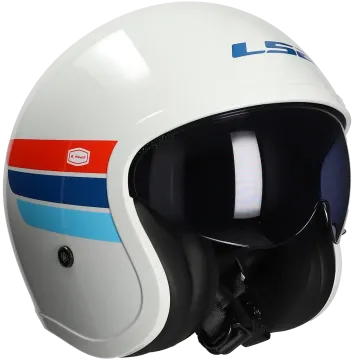 Casque jet LS2 Spitfire II Retro OF599 blanc / bleu