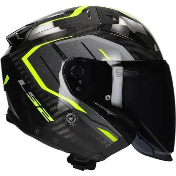 Casque jet LS2 Infinity II Carbon Urus OF603 jaune fluo
