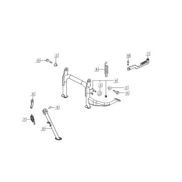 Béquille centrale - Béquille latérale - Pédale de kick Kymco Agility 16"+ 125 4T AC métallisé mat argent