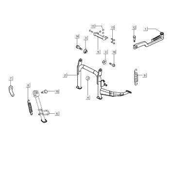 Béquille centrale - Béquille latérale - Pédale de kick Kymco City 12" 50 4T AC blanc