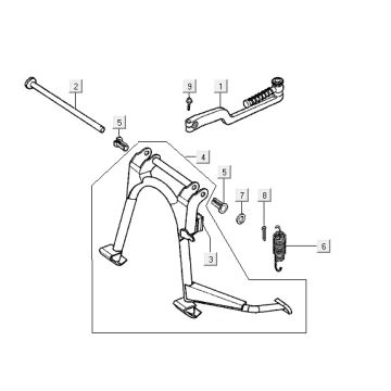 Béquille centraleKymco Super9 2t lc inférieur noir-jaune mat