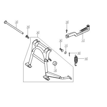 Béquille centrale - Pédale de kick Kymco Yup 50 2T AC argent