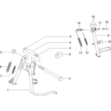 Béquille centrale Vespa Lx 45km 4 temps 4 soupapes