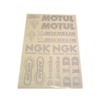 Jeu d'autocollants Michelin/Motul/NGK Brembo argent/gris MOKIX 15 pièces