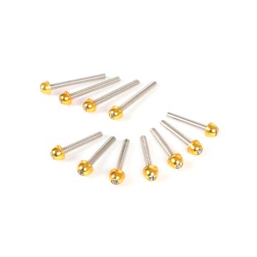 Jeu vis/boulon couvercle de carter BGM Style Peugeot (vertical) jaune Speedfight1 50cc AC,Speedfight2 50cc AC,TKR50,Trekker50,Vivacity50,Elyseo50,Squab50,SV50,Zenith50,Buxy50,Elystar50,Looxor50,Speedake