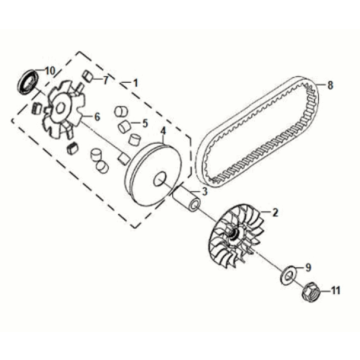 Movable drive face assy Sym Jet 14 125I AC E5 2021-2024