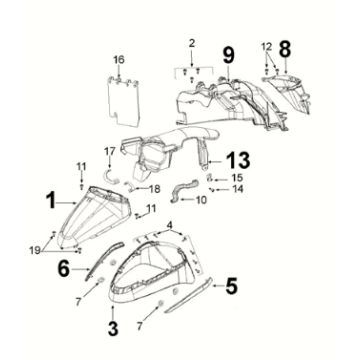 Garde-boue Peugeot Django 125 EFI E5 2021-2022 BLEU OCÉAN PROFOND/ GRIS FOU (S5)