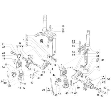Pièces de fourche avant (Mingxing) Piaggio MP3 300 HPE/300 HPE SPORT E5 ABS 2020-2022 (EMEA)