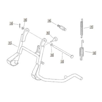 Béquille inférieure+accessoires Aprilia Habana 2t (moteur Aprilia) 1999 - 2004