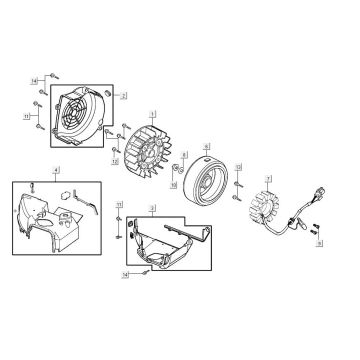Allumage - Stator - Volant - Capots de refroidissement Kymco Agility 16"+ 125 4T AC métallisé mat argent