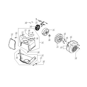 Allumage - Stator - Volant - Capots de refroidissement Kymco Sento 50 4T AC brun