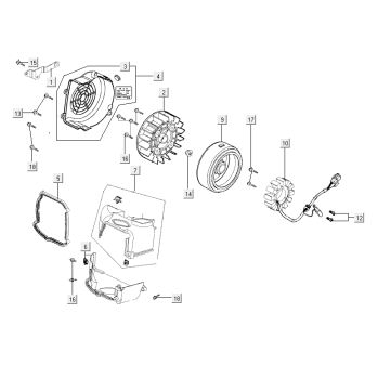 Allumage - Stator - Volant - Capots de refroidissement Kymco City 12" 50 4T AC noir