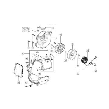 Allumage - Stator - Volant - Capots de refroidissement Kymco Like TT 50 4T AC noir brillant 2015