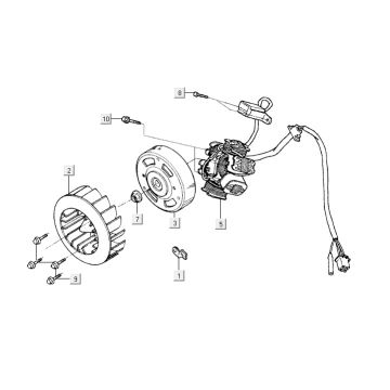Allumage - Stator - Volant Kymco Yup 50 2T AC argent