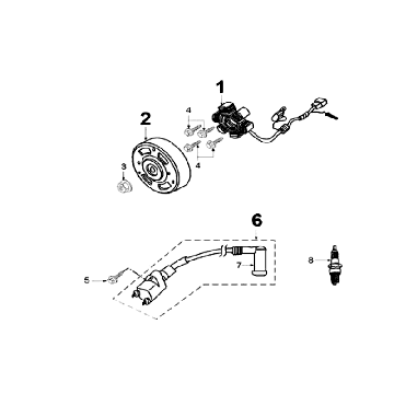 Allumage - Stator - Volant - Bobine d’allumage - CDI - Bougie Peugeot Speedfight 2 50 2T LC argent