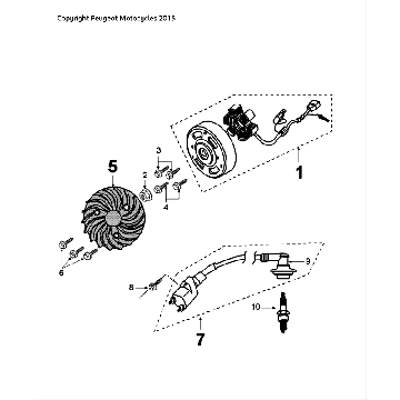 Allumage - Stator - Volant - Bobine d’allumage - Bougie Peugeot Speedfight 4 50 2T LC noir