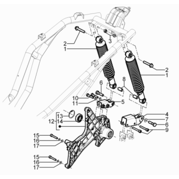 Suspension arrière : amortisseur (s) Piaggio Beverly 125 RST 4T 4V IE E3 2010-2015 (EMEA)