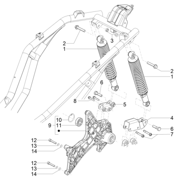 Amortisseur Piaggio Beverly 300 HPE 4V ABS Euro 5 2021-2022