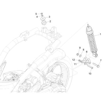 Amortisseur Piaggio Liberty 125 IGET 3V ABS Euro 5