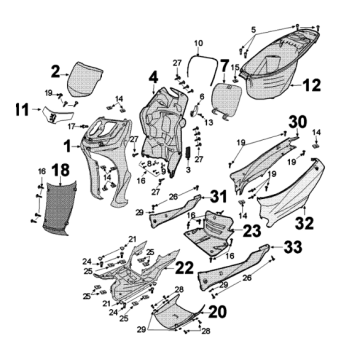Panneaux Peugeot Tweet 125 EFI YO N SBC E4 2018-2020 Gris fer satiné (S3)