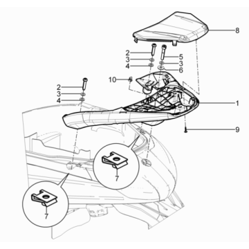 Porte-bagages arrière Piaggio Beverly 125 RST 4T 4V IE E3 2010-2015 (EMEA)