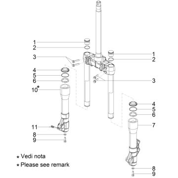 Pièces de fourche avant (Kayaba) Piaggio Beverly 125 RST 4T 4V IE E3 2010-2015 (EMEA)