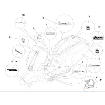 Plaques et bandes décoratives Vespa Primavera 125 4T 3V IE ABS