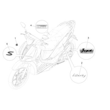 Emblèmes – Autocollants – Logo Piaggio Liberty 50 4T AC IGET 3V AC Euro 4