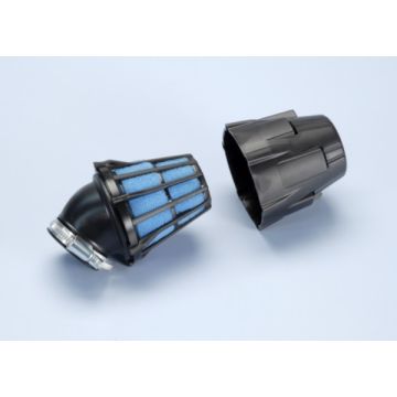 Filtre air/powerfilter sport ouvert 46 mm, raccord carburateur noir/bleu, angle 30 degrés Polini 203.0097