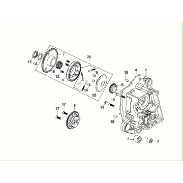 Carter droit - Embrayage de démarrage - Pompe à huile Sym Fiddle ll Euro 5
