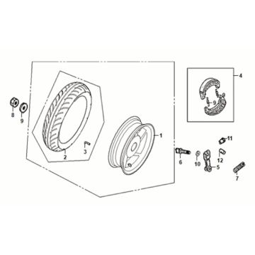Roue arrière Sym Fiddle IV 50 E5