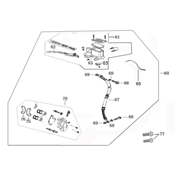 Maître-cylindre de frein - Levier de frein - Durite de frein - Étrier de frein - Plaquettes de frein Neco Azzuro 125 4T AC blanc