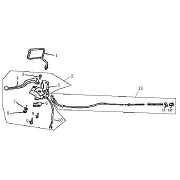 Pièces de frein rétroviseur gauche Turbho RG50 blanc